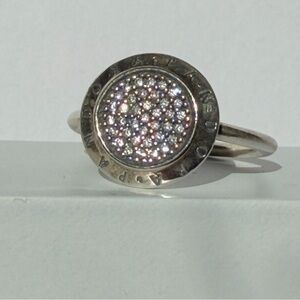 Pandora sterling silver logo pave set ring size 8. 925 silver